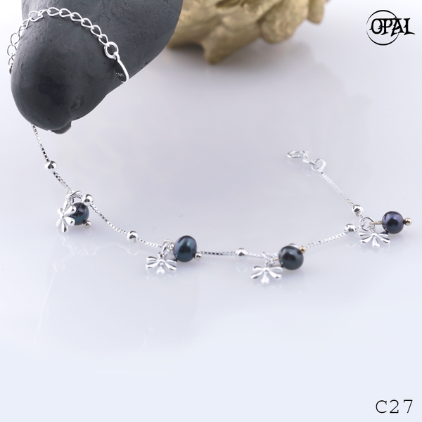  C27- Lắc tay bạc đính Ngọc Trai OPAL 