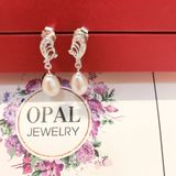  PE52 - Hoa tai bạc đính ngọc trai OPAL 