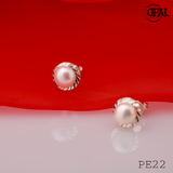  PE22- Hoa tai bạc đính ngọc trai OPAL 
