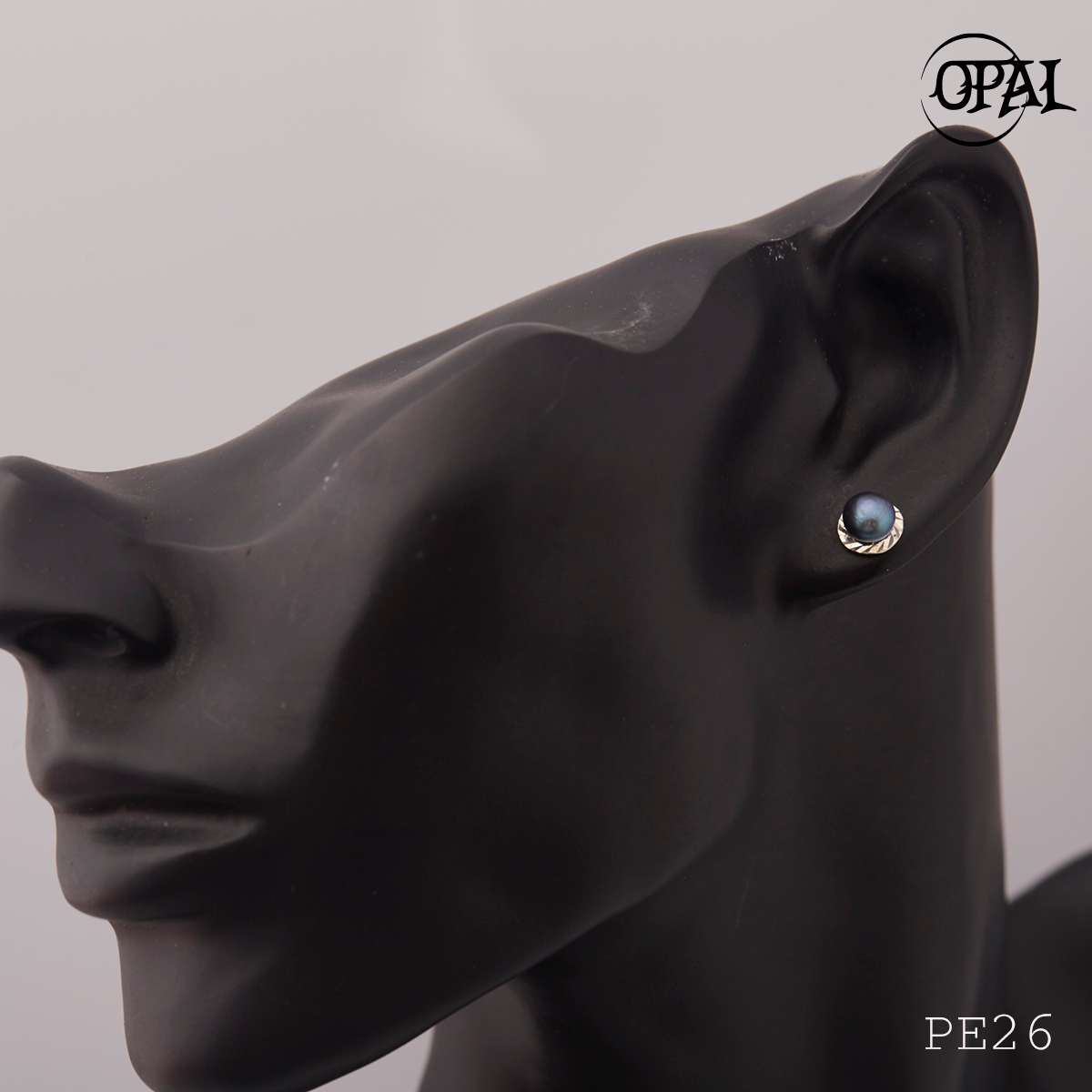  PE26- Hoa tai bạc đính ngọc trai OPAL 