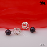 PE27- Hoa tai bạc đính ngọc trai OPAL 