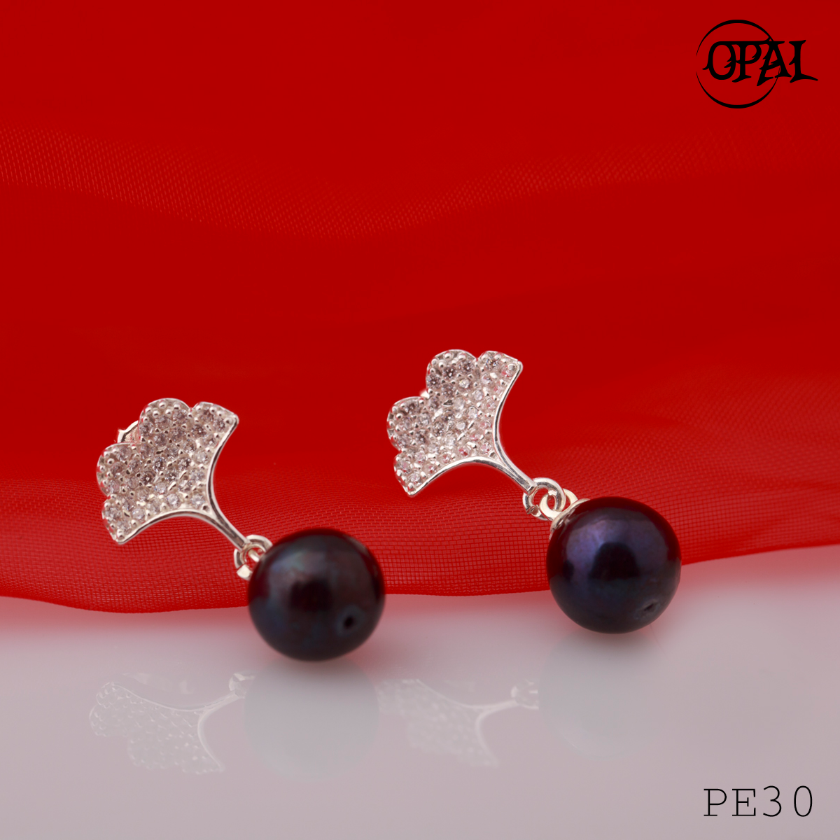  PE30-Hoa tai bạc đính ngọc trai OPAL 