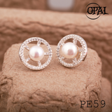  PE59 - Hoa tai bạc đính ngọc trai OPAL 