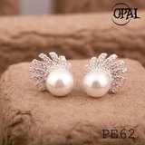  PE62 - Hoa tai bạc đính ngọc trai OPAL 