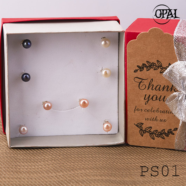 PS01 - Bộ trang sức 4 hoa tai ngọc trai  OPAL 