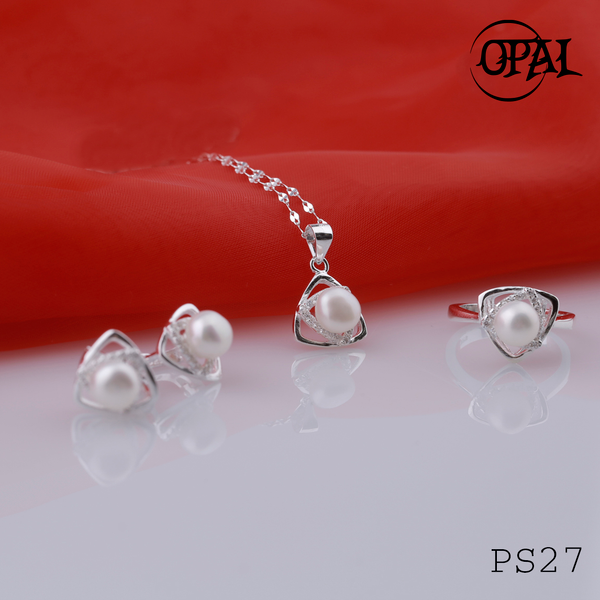  PS27- Bộ trang sức bạc đính ngọc trai OPAL 