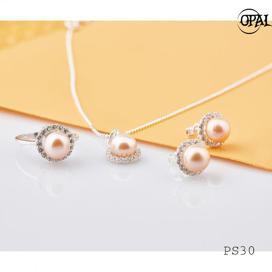  PS30- Bộ trang sức Ngọc Trai tự nhiên OPAL 