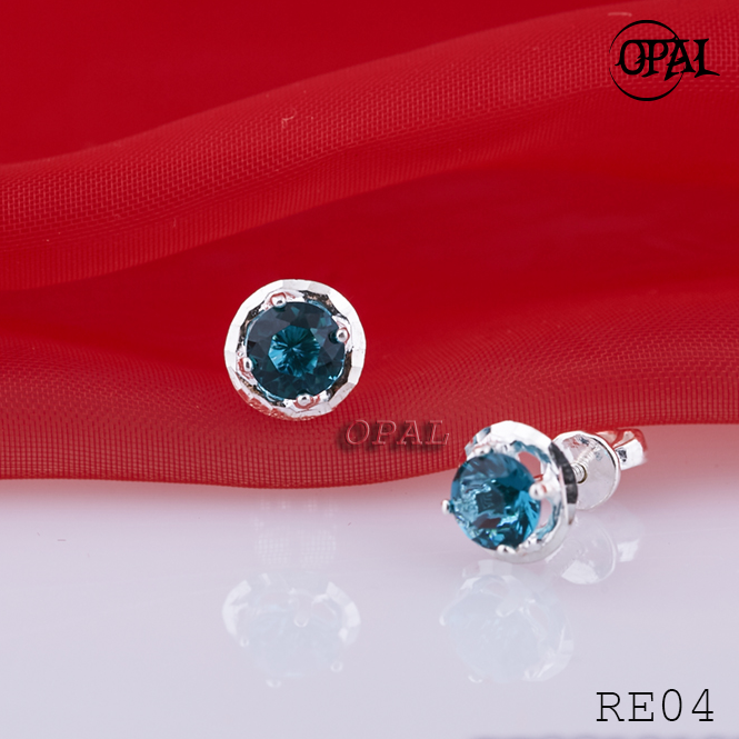  RE04 - Hoa tai bạc đính đá ross  OPAL 