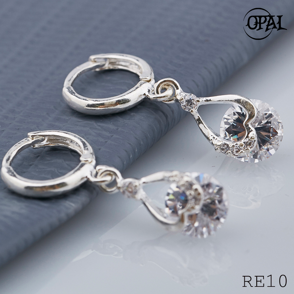  RE10-Hoa tai bạc đính đá ross OPAL 