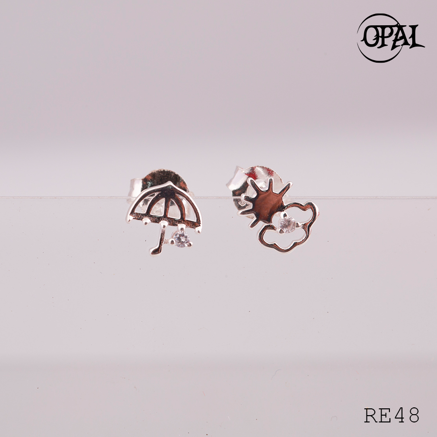  RE48- Hoa tai bạc đính đá Ross OPAL 