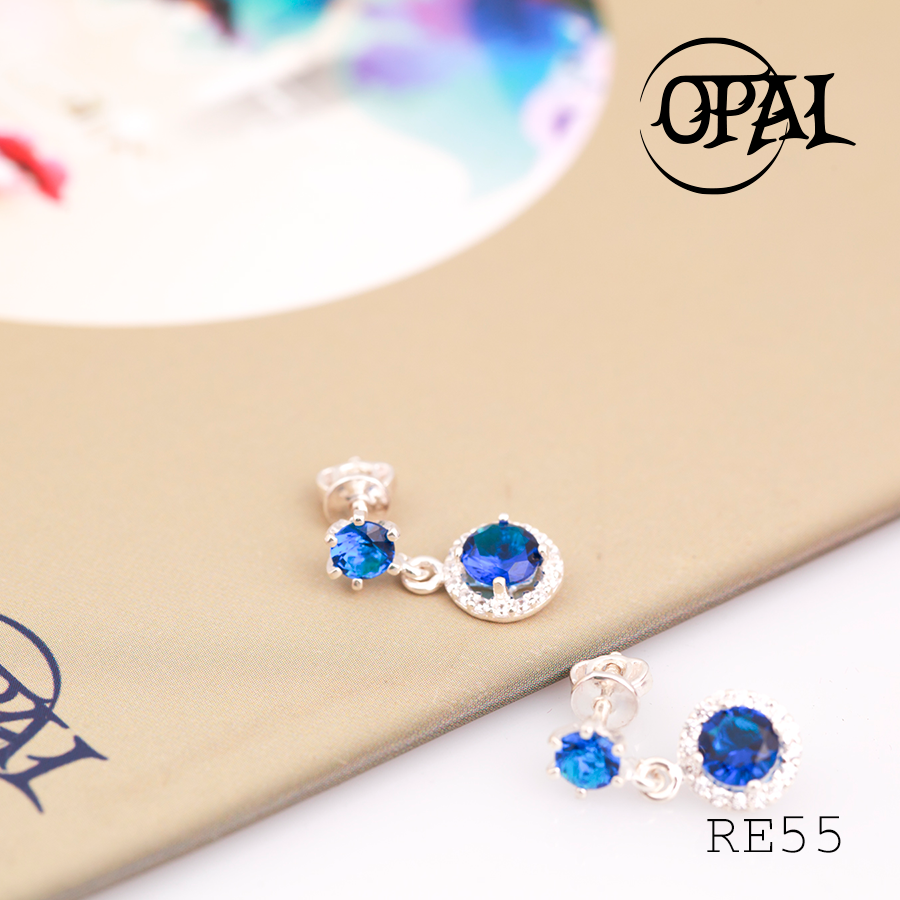  RE55- Hoa tai bạc đính đá Ross OPAL 