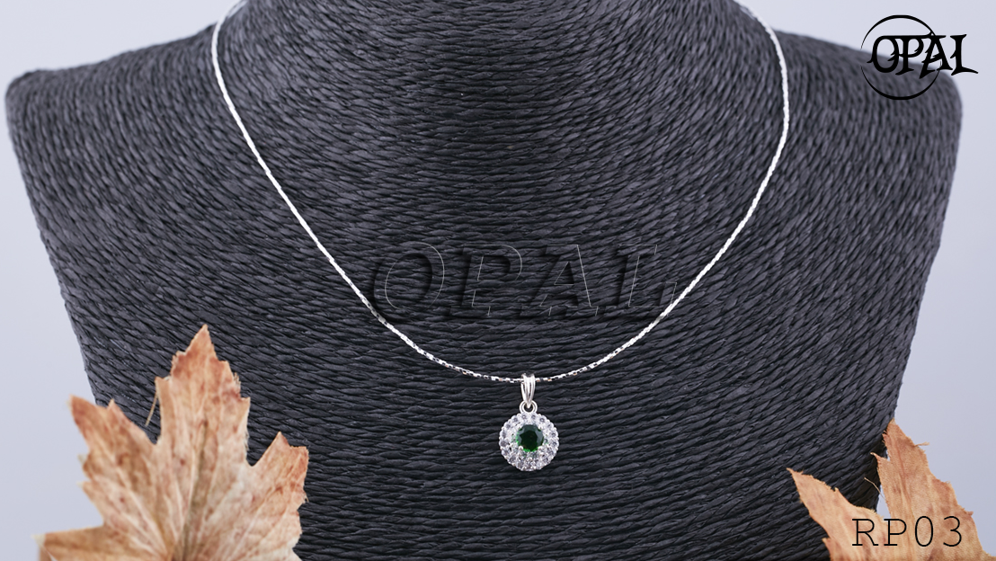  RP03 - Bộ mặt dây và kiềng bạc đính đá ross OPAL 