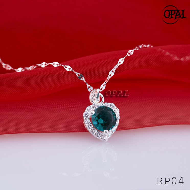  RP04 - Bộ mặt và dây chuyền bạc đính đá ross OPAL 