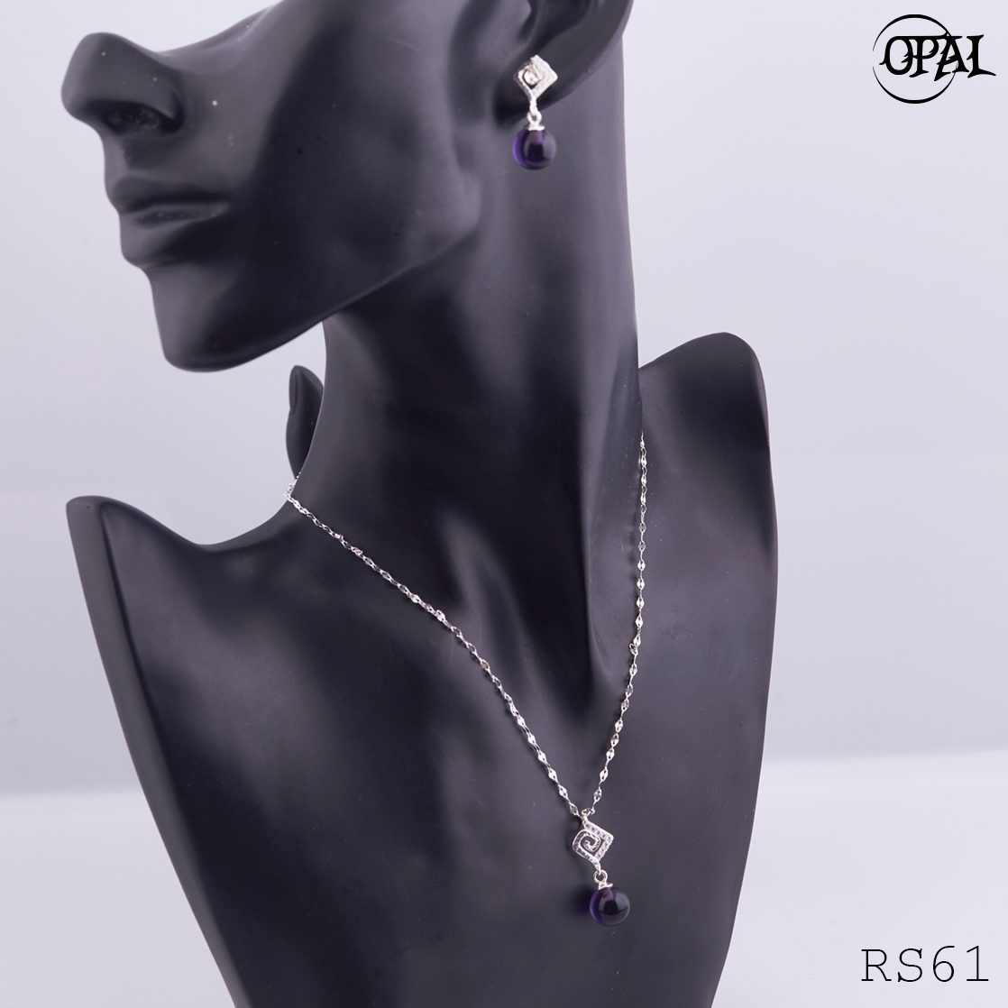  RS61-Bộ trang sức bạc đính đá ross OPAL 