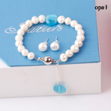  Set vòng tay ngọc trai đính mặt đá phong thủy và hoa tai ngọc trai thương hiệu Opal HT2 