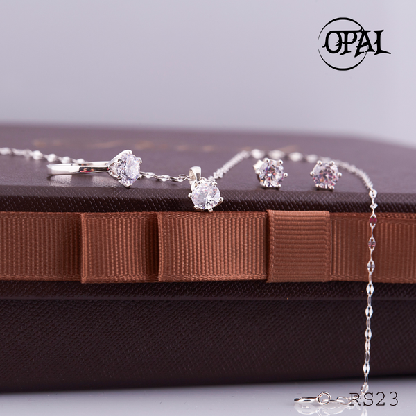  RS23- Bộ trang sức bạc đính đá ross OPAL 
