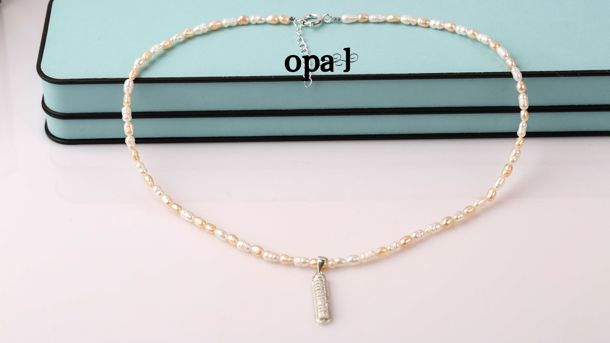  VÒNG CỔ NGỌC TRAI ĐÍNH MẶT BẠC 925 THƯƠNG HIỆU OPAL HT2 