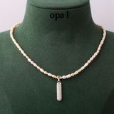  VÒNG CỔ NGỌC TRAI ĐÍNH MẶT BẠC 925 THƯƠNG HIỆU OPAL HT2 