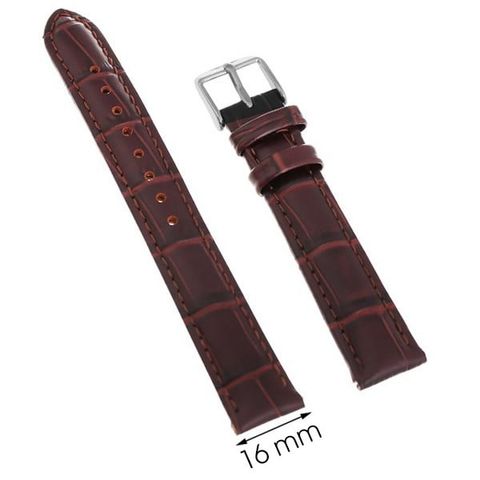 Dây da đồng hồ size 16 mm Nâu Bóng F1012.42