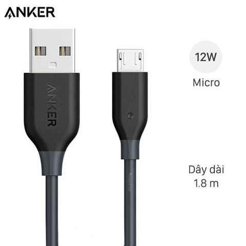 Cáp Micro USB 1.8 m Anker PowerLine+ A8143 Xám