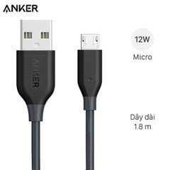  Cáp Micro USB 1.8 m Anker PowerLine+ A8143 Xám 