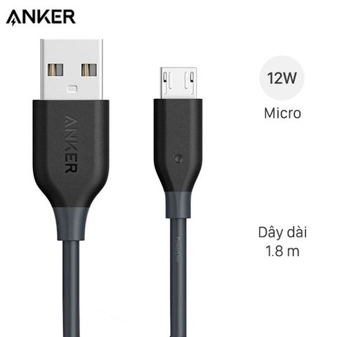 Cáp Micro USB 1.8 m Anker PowerLine+ A8143 Xám