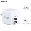 Adapter sạc 2.4A Dual Anker PowerPort Mini - A2620 Trắng