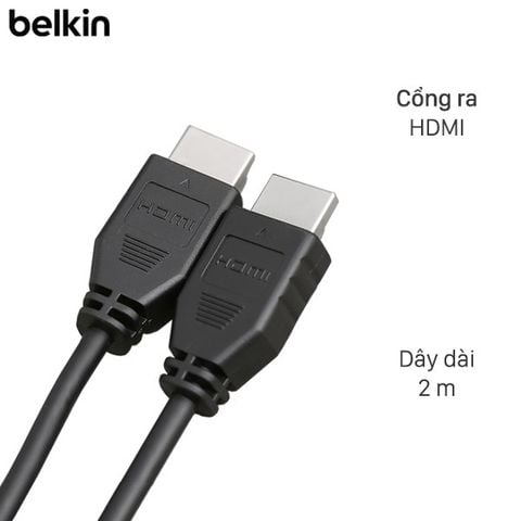 Cáp HDMI 2.0 Tròn 2m Belkin F3Y02 Đen