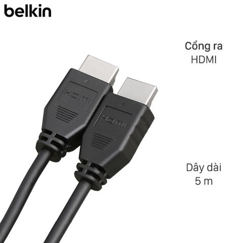 Cáp HDMI 2.0 Tròn 5m Belkin F3Y02 Đen