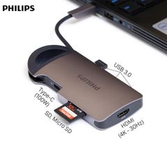  Adapter chuyển đổi Type C 7 in 1 Philips SWR1606B PL5099 Xám 