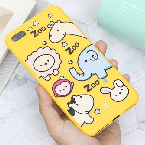 Ốp lưng iPhone 7/8+ nhựa dẻo Solid Printing JM Vàng JML004 vườn thú