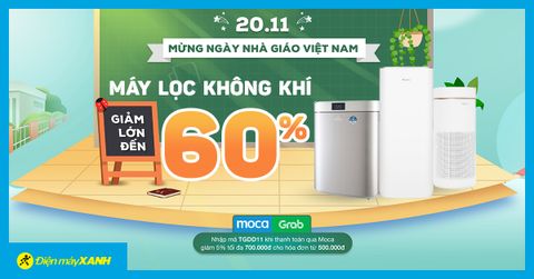 Thay lời tri ân - Máy lọc không khí giảm đến 60%, hàng xin giá hời. Mua ngay kẻo lỡ!