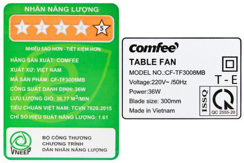 Quạt bàn Comfee CF-TF3008MB Trắng