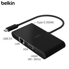  Adapter chuyển đổi Type C 5 in 1 Belkin AVC004 Đen 