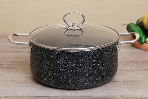 Nồi nhôm chống dính nắp kính 25 cm NDE