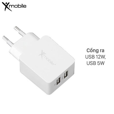 Adapter sạc 2 cổng 3.4A Xmobile DS476 Trắng