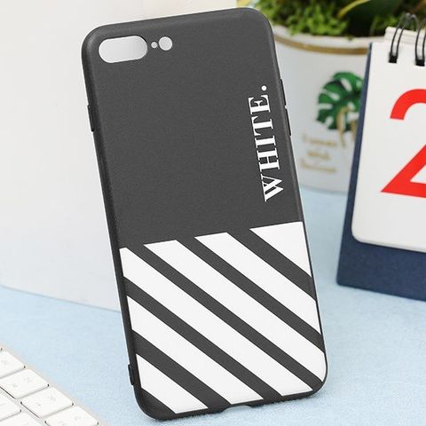 Ốp lưng iPhone 7/8+ nhựa cứng viền dẻo TPU+PC UV CKTG420 Sọc trắng Đen