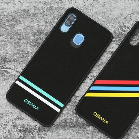 Ốp lưng Galaxy A20 giả da viền dẻo GYM PU OSMIA MWGCK002 trắng xanh