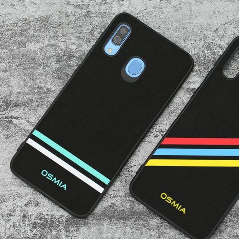 Ốp lưng Galaxy A20 giả da viền dẻo GYM PU OSMIA MWGCK002 trắng xanh