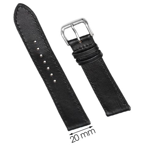 Dây da đồng hồ 20 mm đen DVM1K1