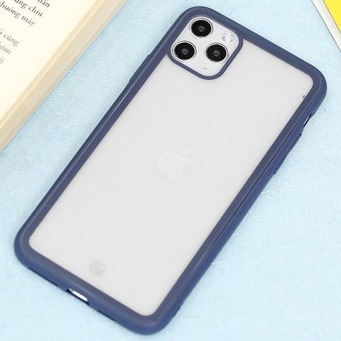 Ốp lưng iPhone 11 Pro Max cứng viền dẻo Glass Simple II JM viền Navy