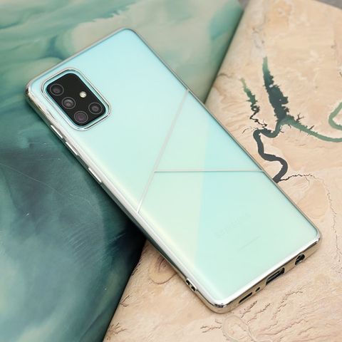 Ốp lưng Galaxy A71 nhựa dẻo TPU Electroplating Triple COSANO Bạc