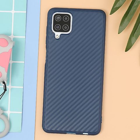 Ốp lưng Galaxy A12 Nhựa dẻo Vigour Carbon Fiber COSANO Navy