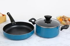  Bộ nồi chảo nhôm chống dính nắp kính Hommy BE004-20-26 
