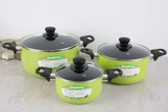  Bộ 3 cái nồi nhôm chống dính nắp kính Kangaroo KG993MX 