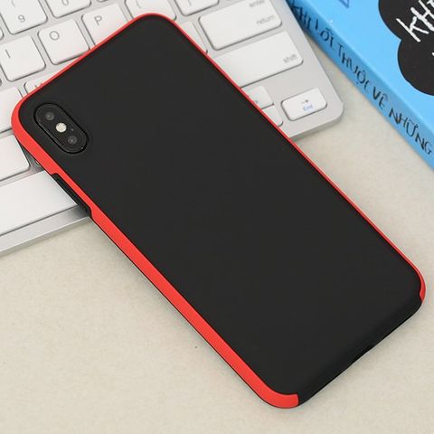 Ốp lưng iPhone Xs Max nhựa dẻo Double Color TPU COSANO Đen đỏ