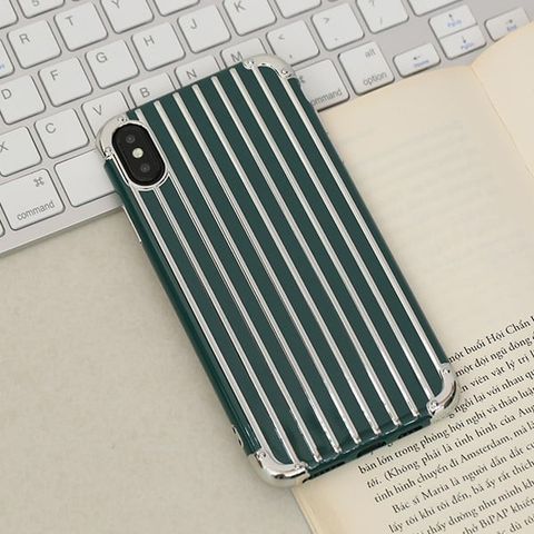 Ốp lưng iPhone Xs Max nhựa dẻo Electroplating Luggage Case COSANO Xanh bóng đêm