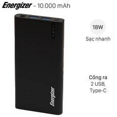  Pin sạc dự phòng Polymer 10.000mAh Type C PD QC3.0 Energizer UE10047PQ Đen 