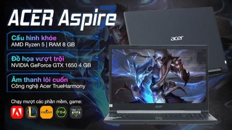 Laptop Acer Aspire 7 Gaming A715 42G R6ZR R5 5500U/8GB/512GB/4GB GTX1650/144Hz/Win10 (NH.QAYSV.003)