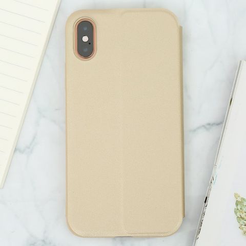Ốp lưng iPhone XS Nắp gập Stand flip MEEKER Gold